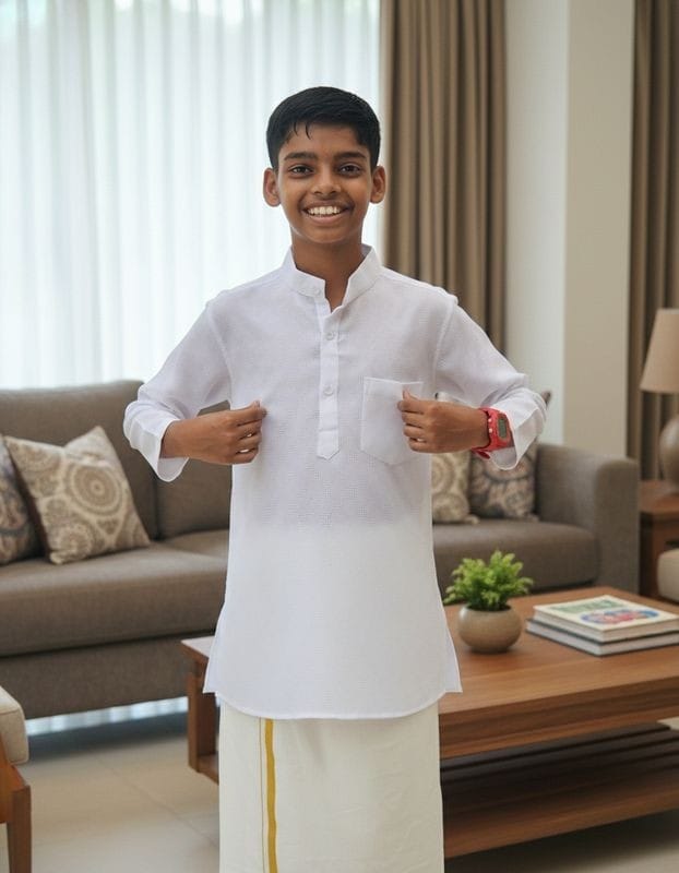 Boys Kurtha and Mundu Combo Full Sleeves